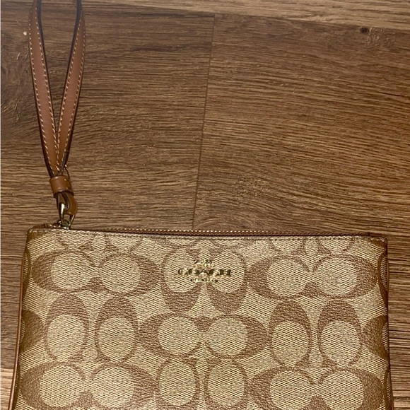 Coach Gold and Brown Wristlet